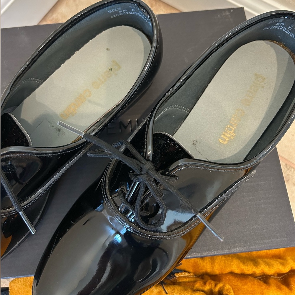 Pierre Cardin Men's Black Patent Leather Dress Shoes - Picture 4 of 10